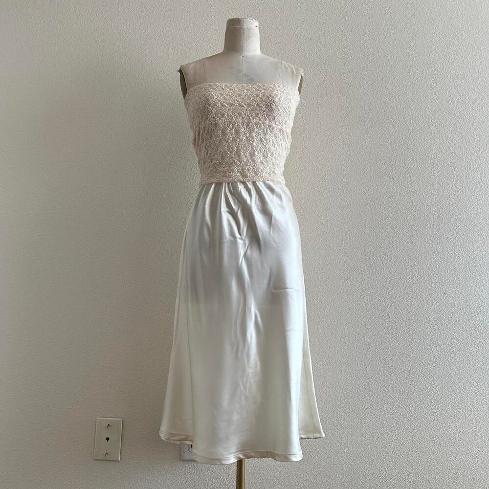 handmade ivory satin midi skirt